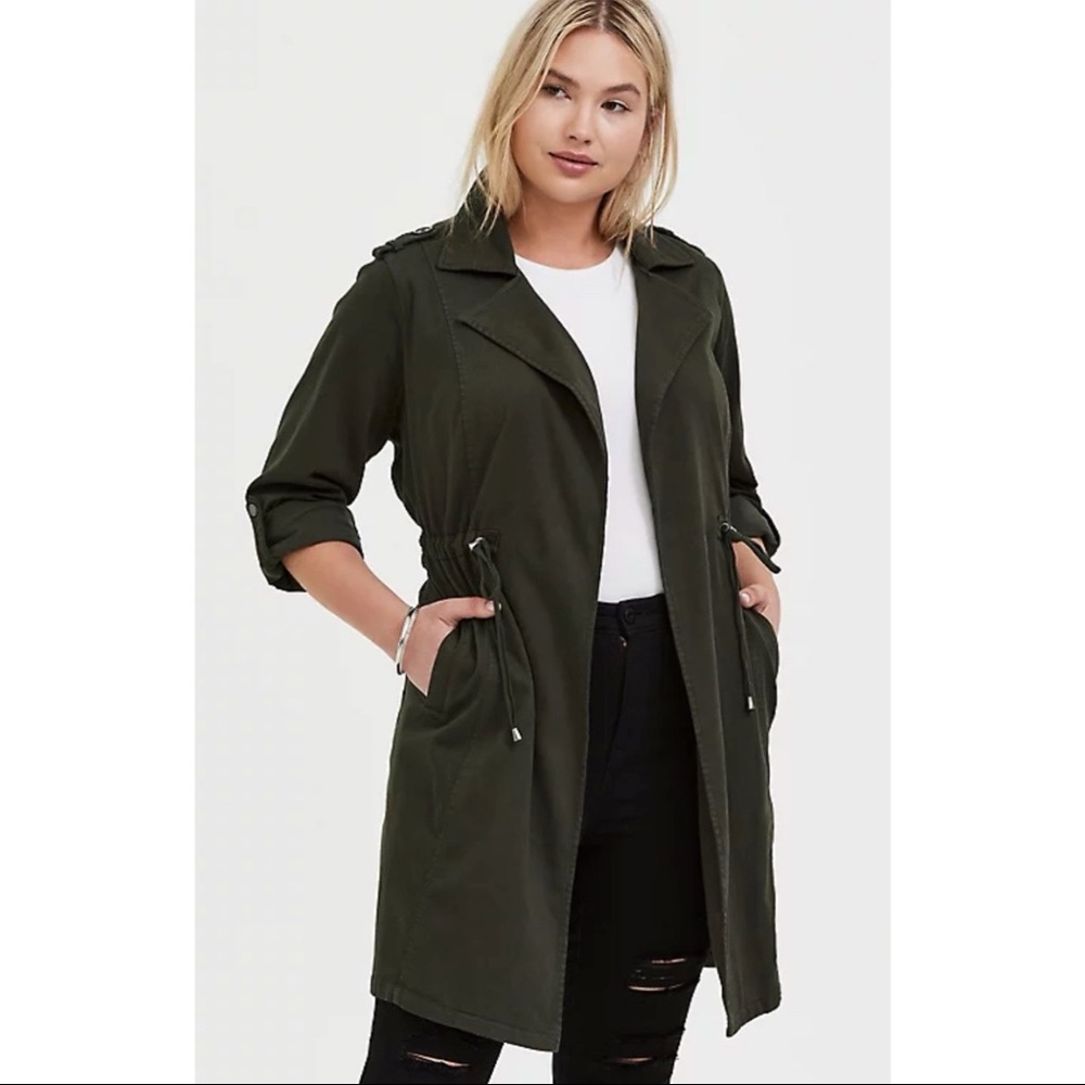 Torrid Twill Drape Front Trench